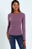 Long Sleeve Rib Crew Top - Plum sold by Edgars