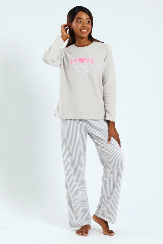 Polar Fleece "Mom Of The Year" Sleep Set - Grey sold by Edgars 