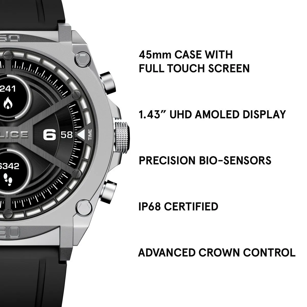 Stainless Steel Case & LED Screen Smart Watch With Rubber Strap - Black sold by Edgars product image thumbnail 3