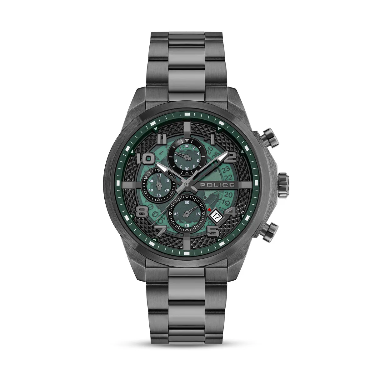 Gunmetal Case & Green Dial Watch With Gunmetal Strap sold by Edgars