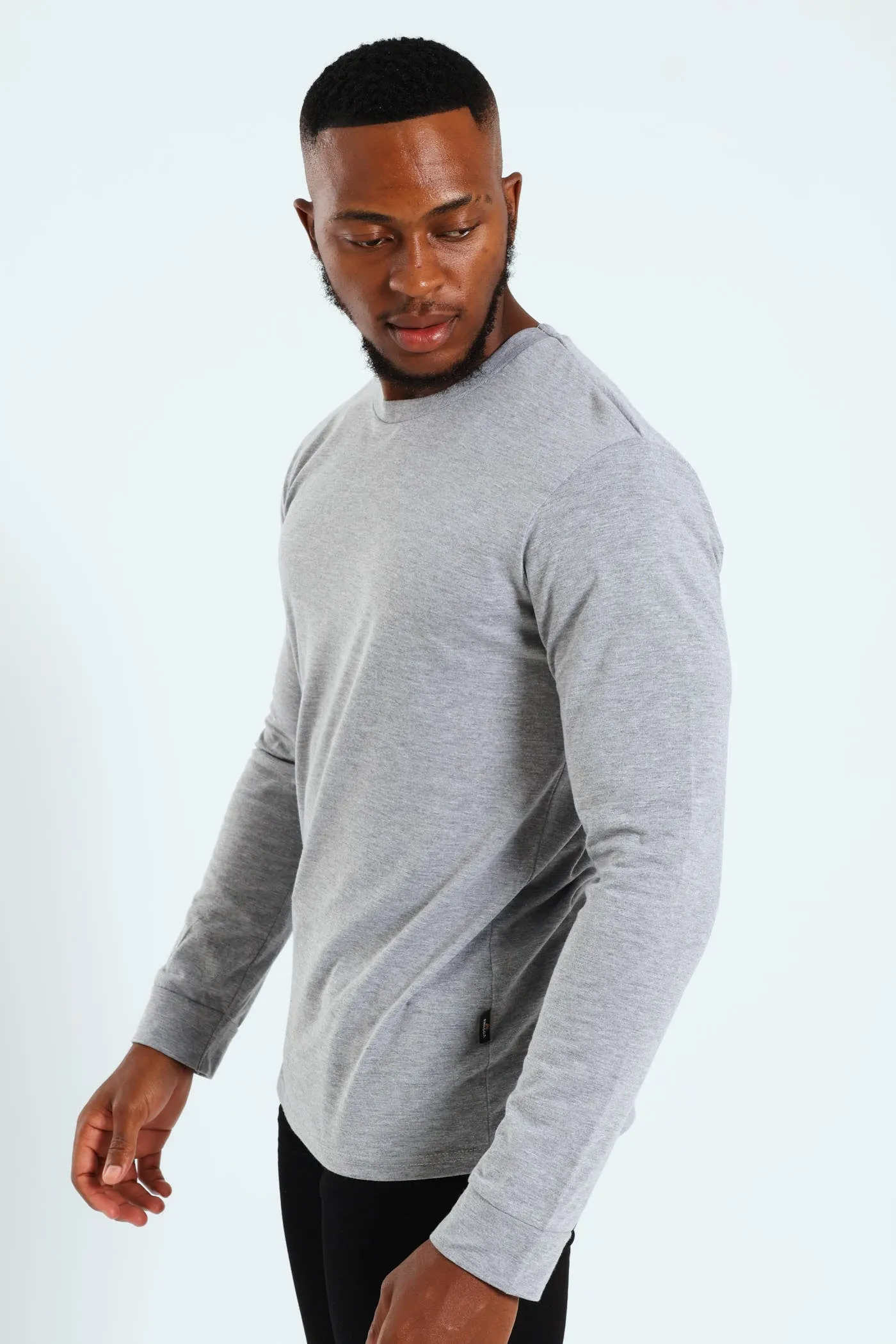 Long Sleeve Basic Crew Cuff Tee - Grey Melange sold by Edgars product image thumbnail 3