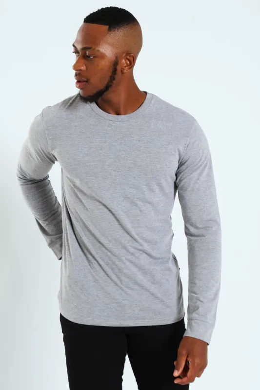 Long Sleeve Basic Crew Cuff Tee - Grey Melange sold by Edgars 
