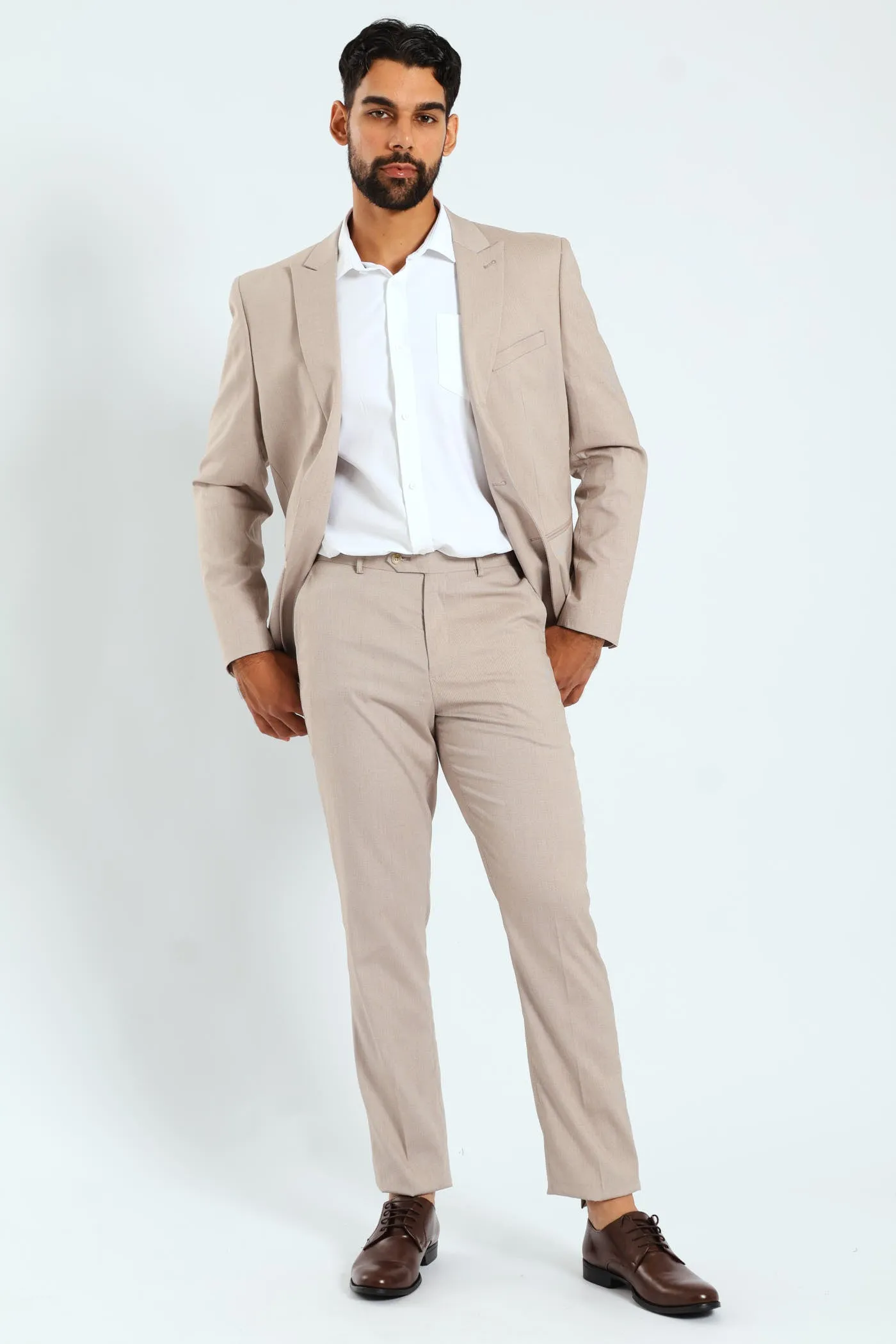 Regular Twill Suit Trousers - Natural sold by Edgars