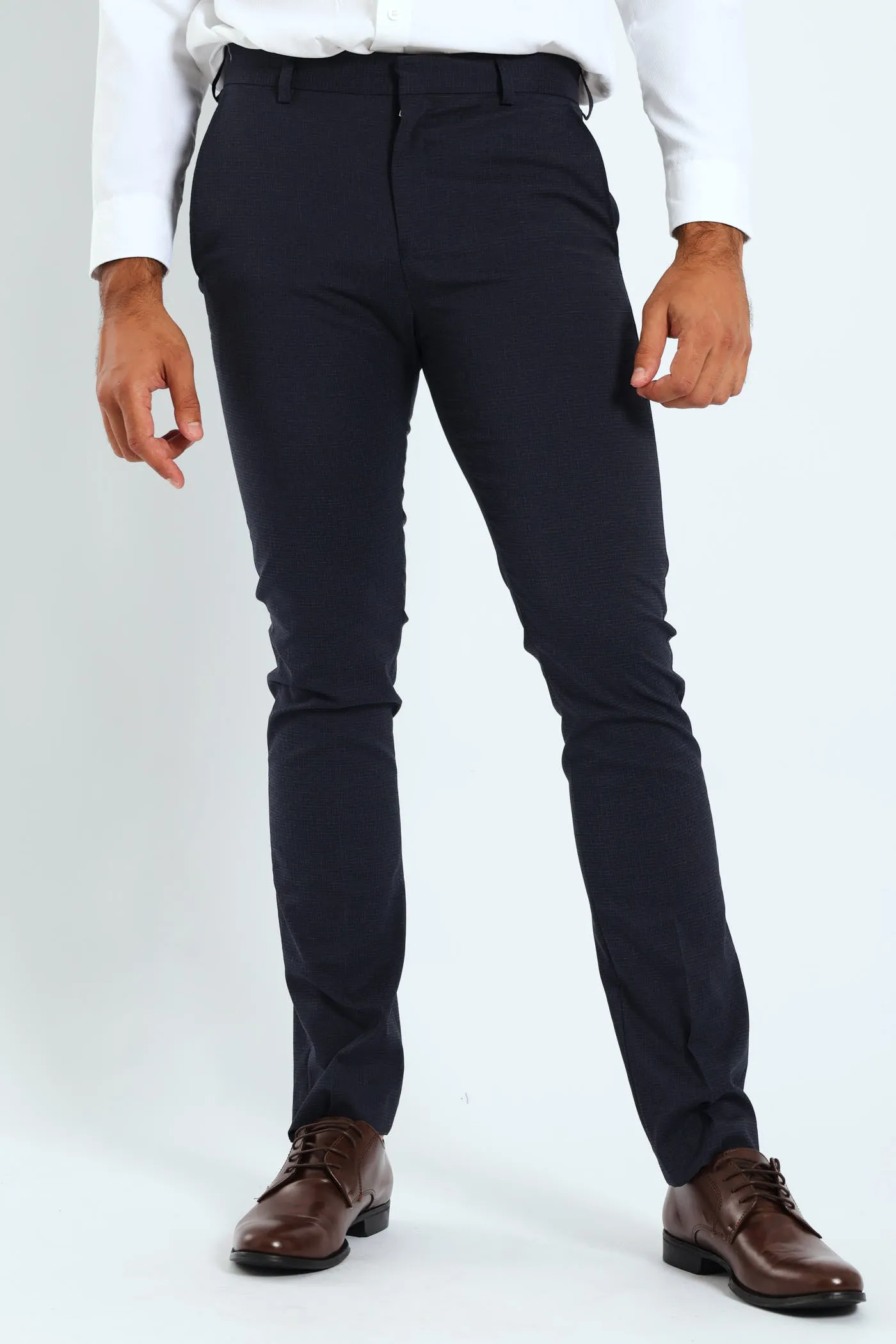 Check Look Trousers - Navy sold by Edgars