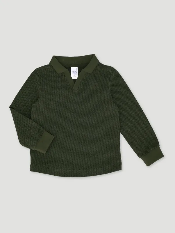 Pre-Boys Long Sleeve Notch Golfer - Olive sold by Edgars