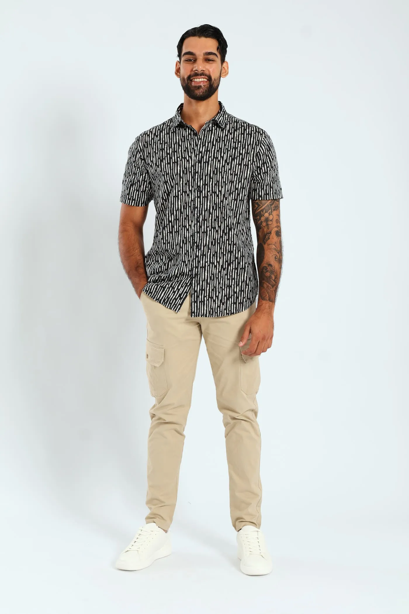 Short Sleeve Bark Print Shirt - Black sold by Edgars product image thumbnail 2