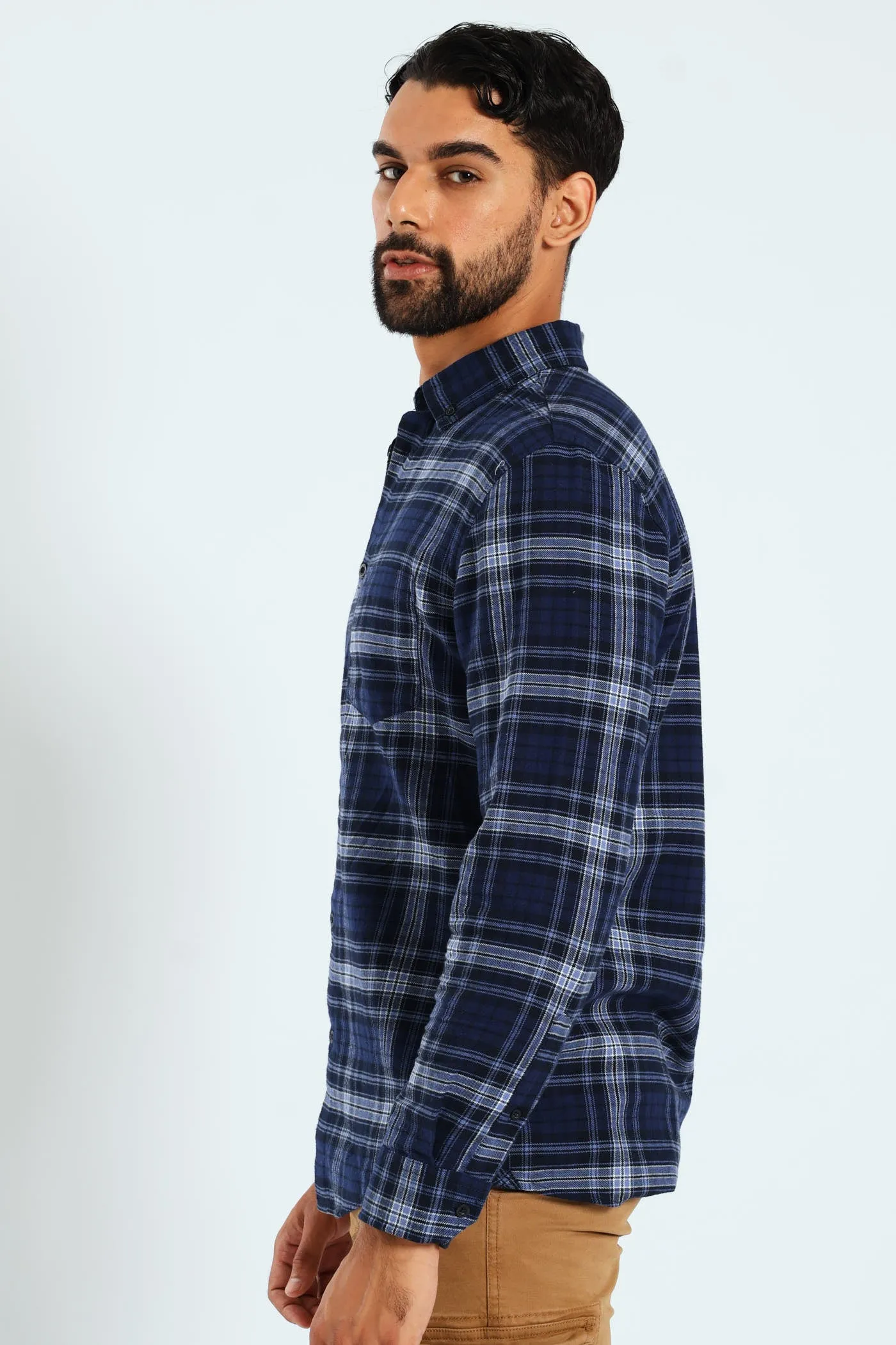 Long Sleeve Plaid Shirt - Navy sold by Edgars product image thumbnail 4