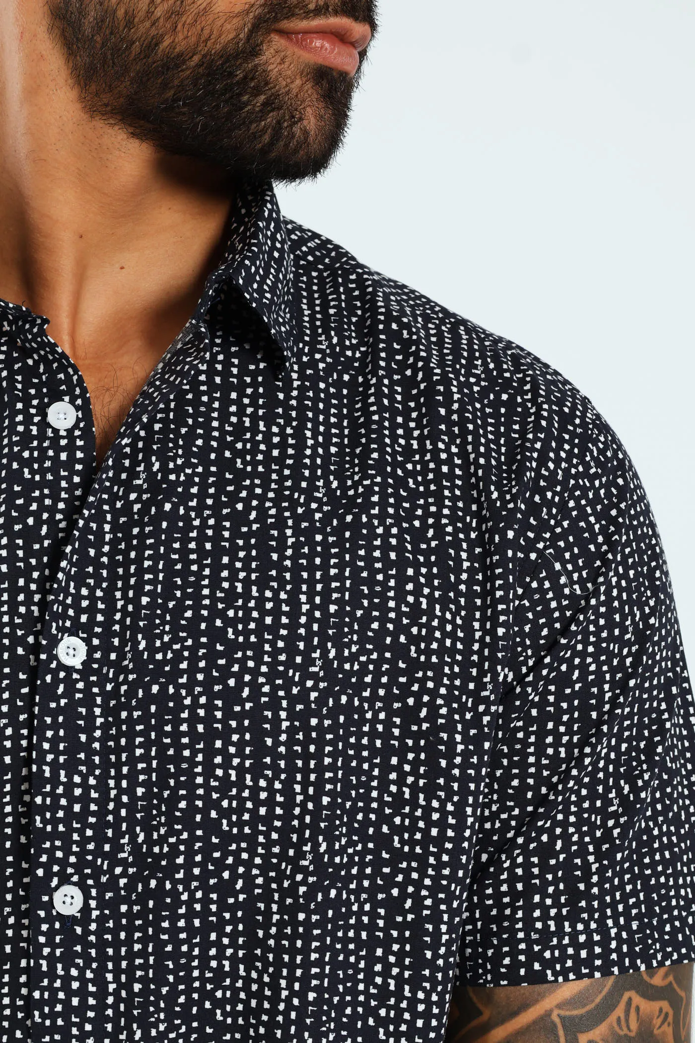 Short Sleeve Block Print Shirt - Navy sold by Edgars product image thumbnail 3