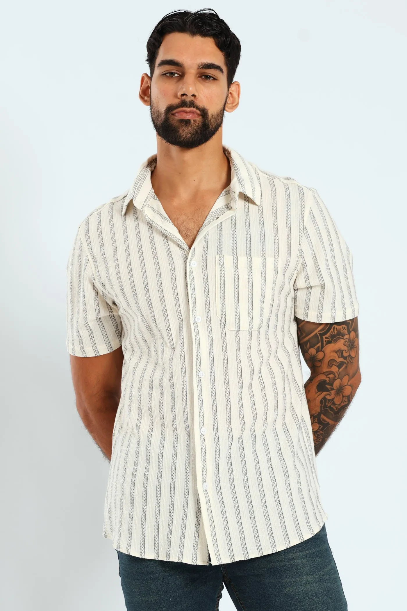 Surf Int Stripe Shirt - Ecru sold by Edgars