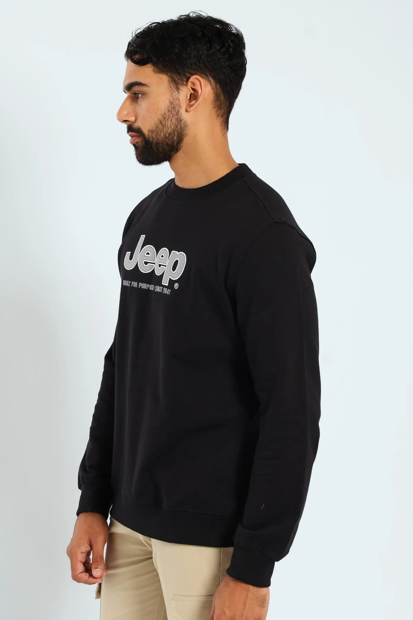 Crew Neck Letter Fleece Sweat Top - Black sold by Edgars product image thumbnail 3