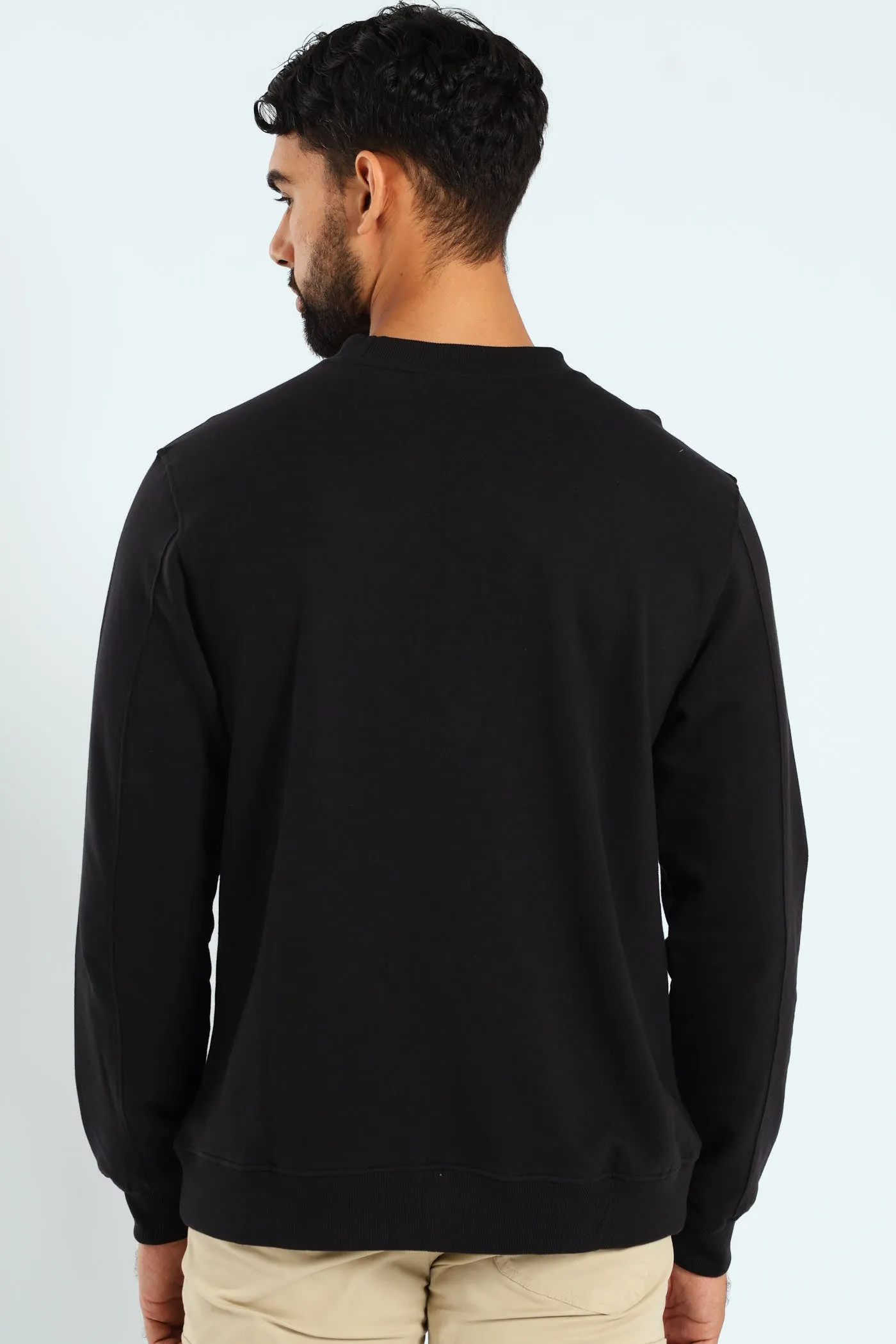 Crew Neck Letter Fleece Sweat Top - Black sold by Edgars product image thumbnail 4
