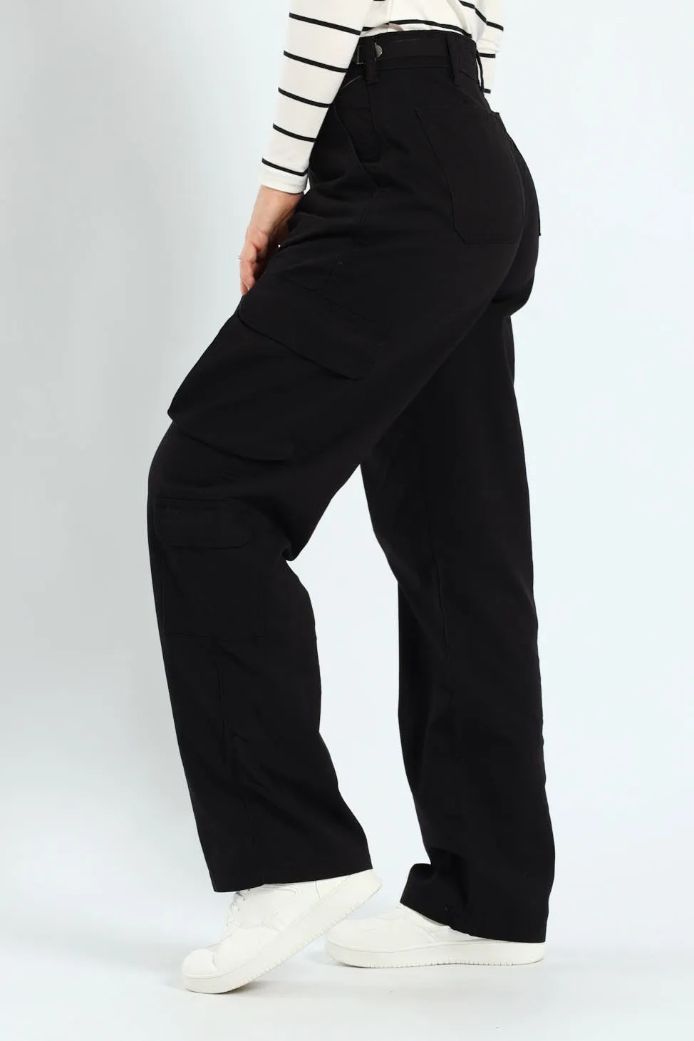 Twill Utility Wideleg Pants With Waist Tape Detail - Black sold by Edgars product image thumbnail 3