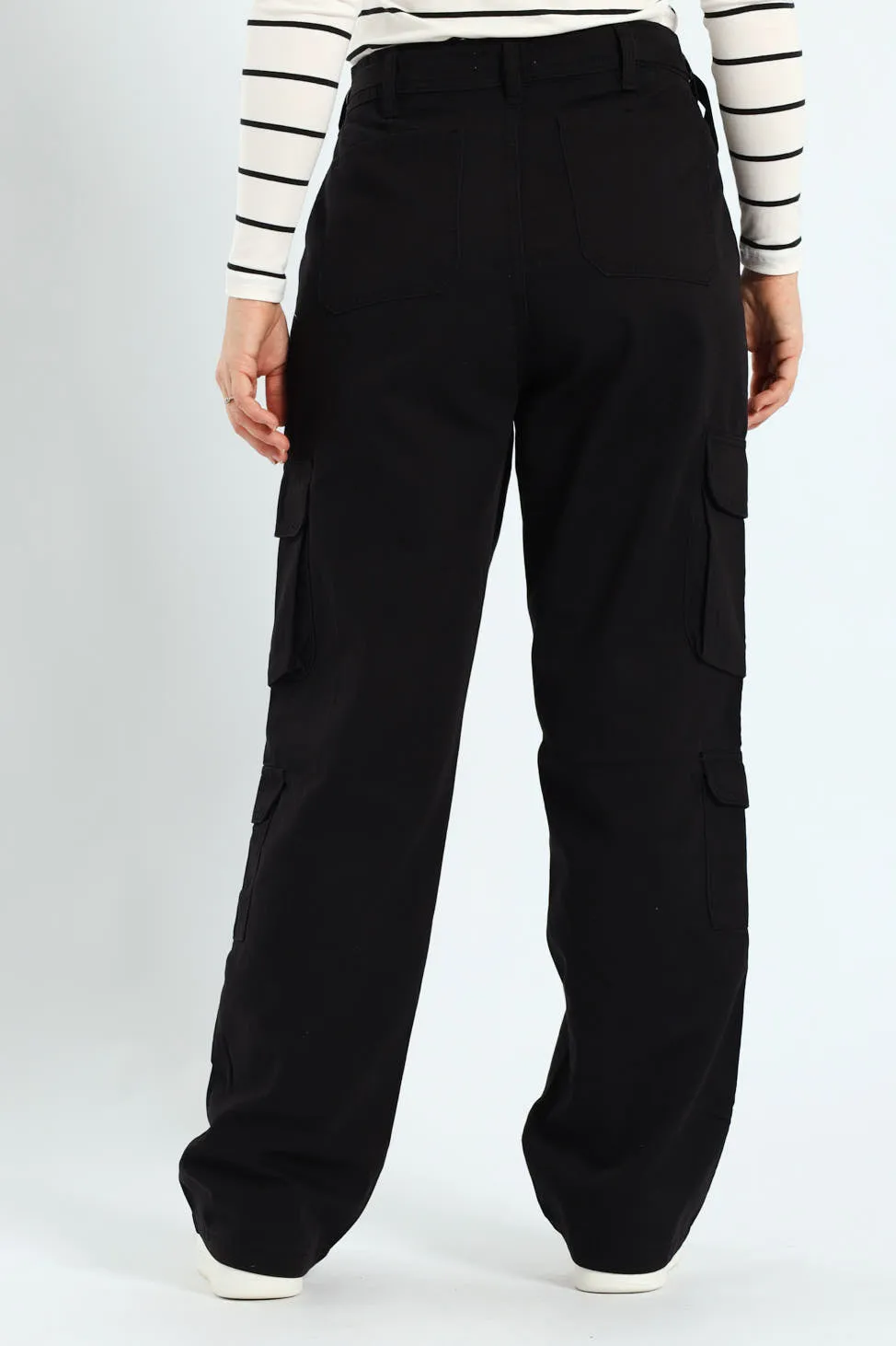 Twill Utility Wideleg Pants With Waist Tape Detail - Black sold by Edgars product image thumbnail 4