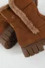 Kiera Fur Lined Mid Calf Lug Sole Boot - Tan sold by Edgars