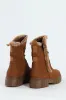 Kiera Fur Lined Mid Calf Lug Sole Boot - Tan sold by Edgars