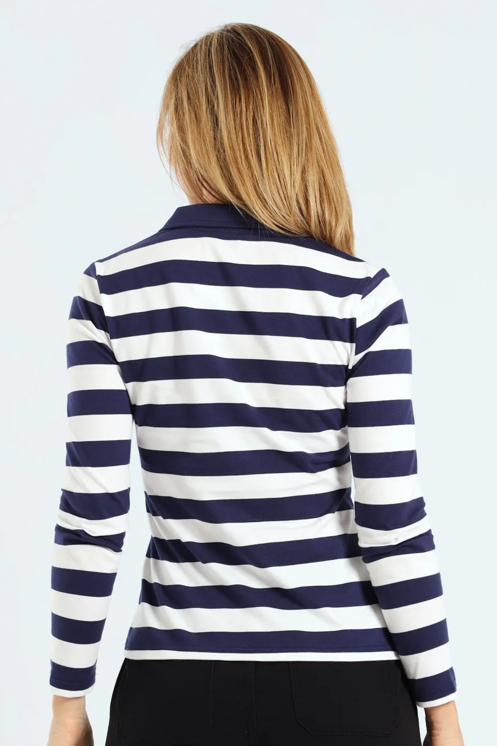 Half Placket Collared Stripe Rugby Top - Navy/White sold by Edgars product image thumbnail 3
