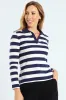Half Placket Collared Stripe Rugby Top - Navy/White sold by Edgars 