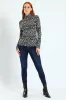 Long Sleeve Print Rib Poloneck - Black/White sold by Edgars