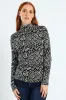 Long Sleeve Print Rib Poloneck - Black/White sold by Edgars