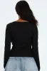 Basic Long Sleeve Scoop Neck Top - Black sold by Edgars