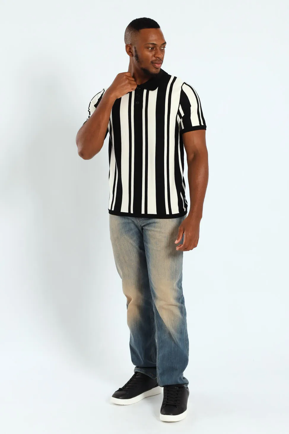 Striped Textured Knit Golfer - Ecru sold by Edgars product image thumbnail 4