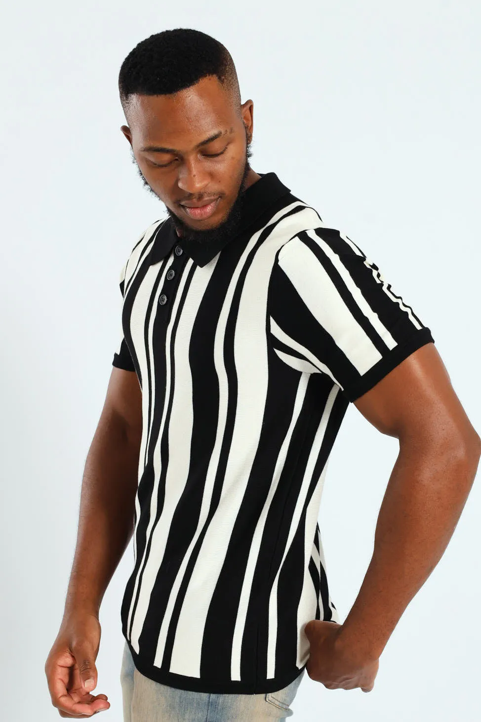 Striped Textured Knit Golfer - Ecru sold by Edgars product image thumbnail 2