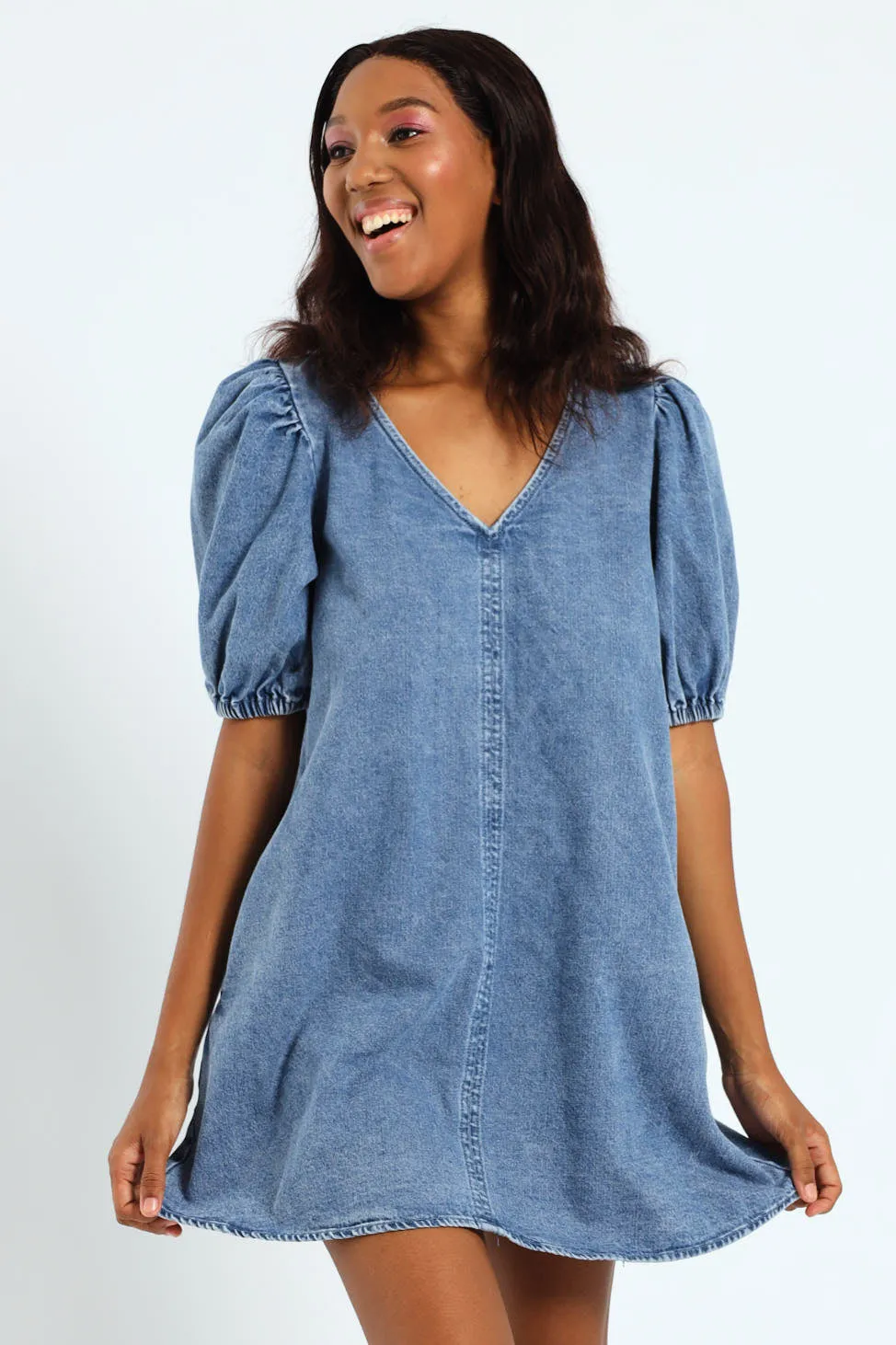 Denim Shift Dress With Pockets sold by Edgars