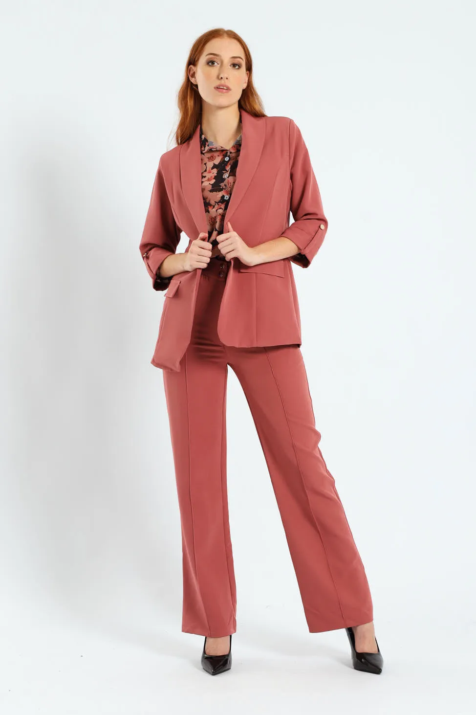 Double Button Pintuck Straight Leg Pants - Deco Rose sold by Edgars product image thumbnail 2