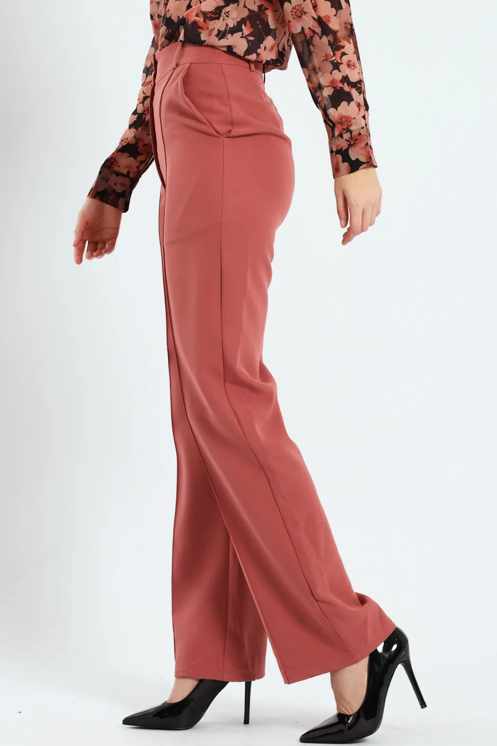 Double Button Pintuck Straight Leg Pants - Deco Rose sold by Edgars product image thumbnail 3