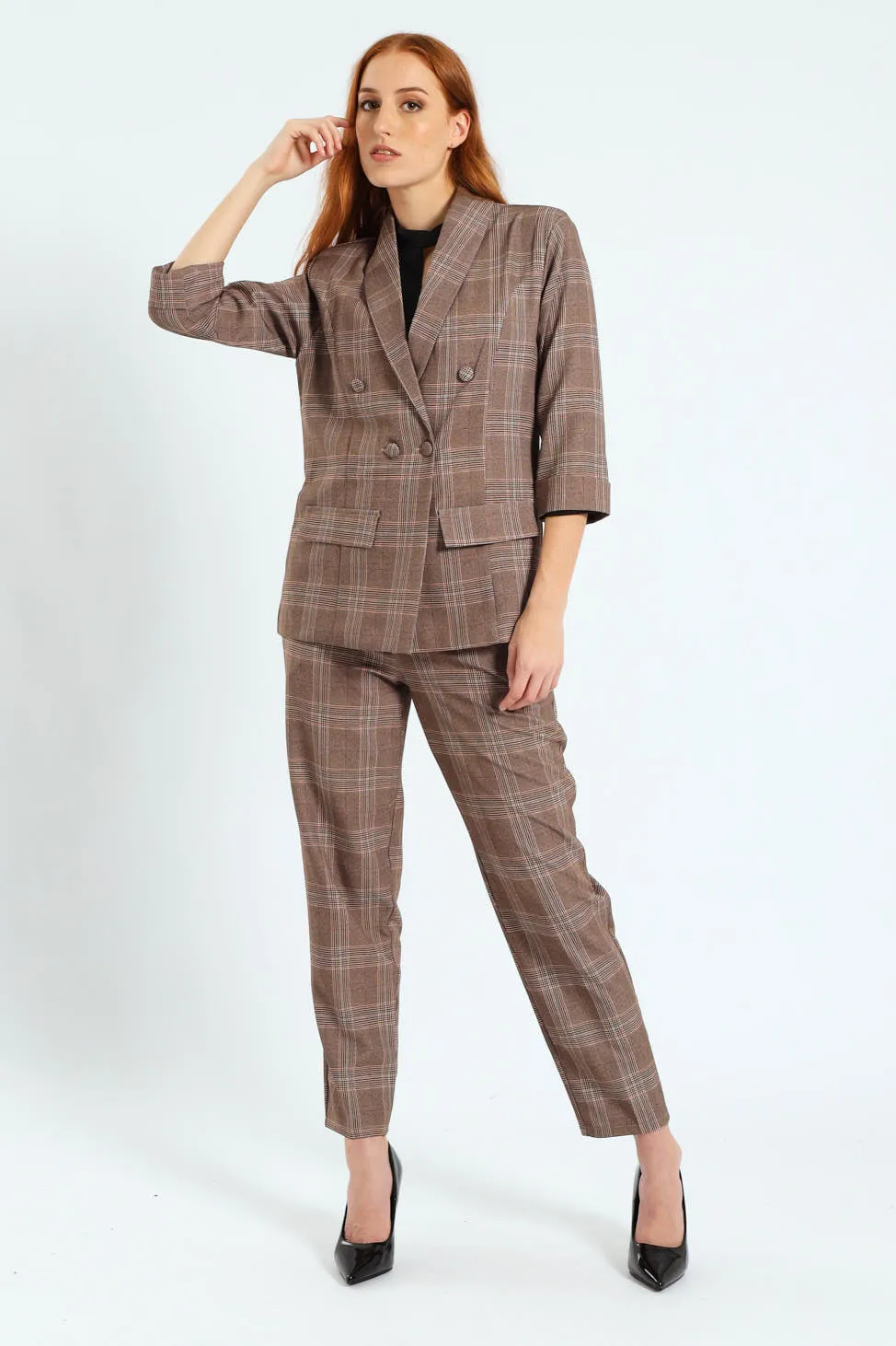 Turn Up Check Sleeve Blazer - Brown sold by Edgars product image thumbnail 5