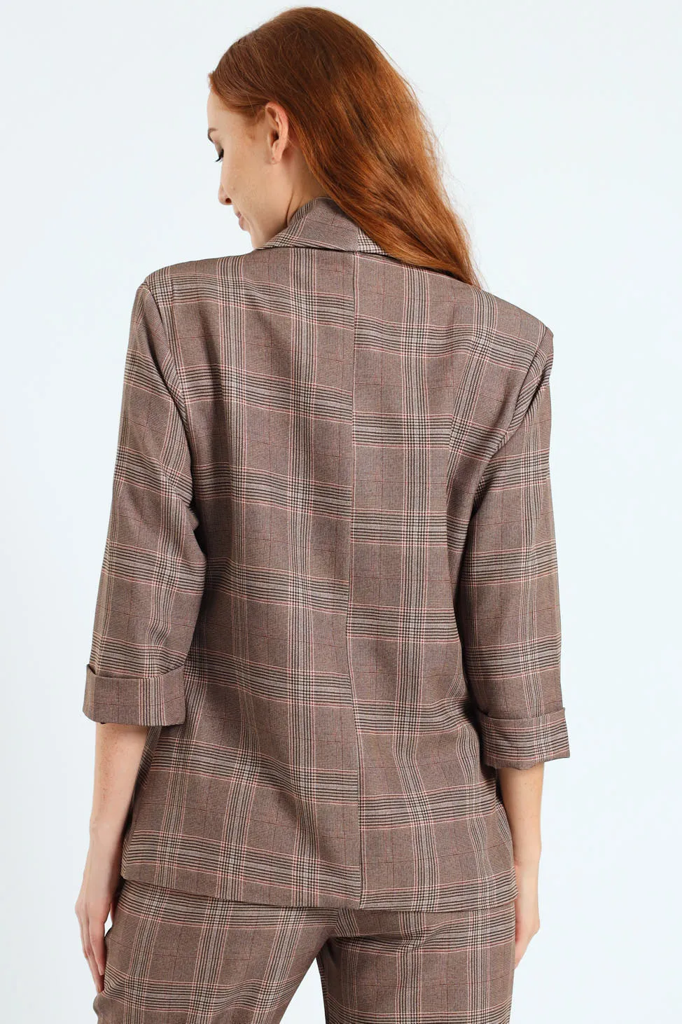 Turn Up Check Sleeve Blazer - Brown sold by Edgars product image thumbnail 3