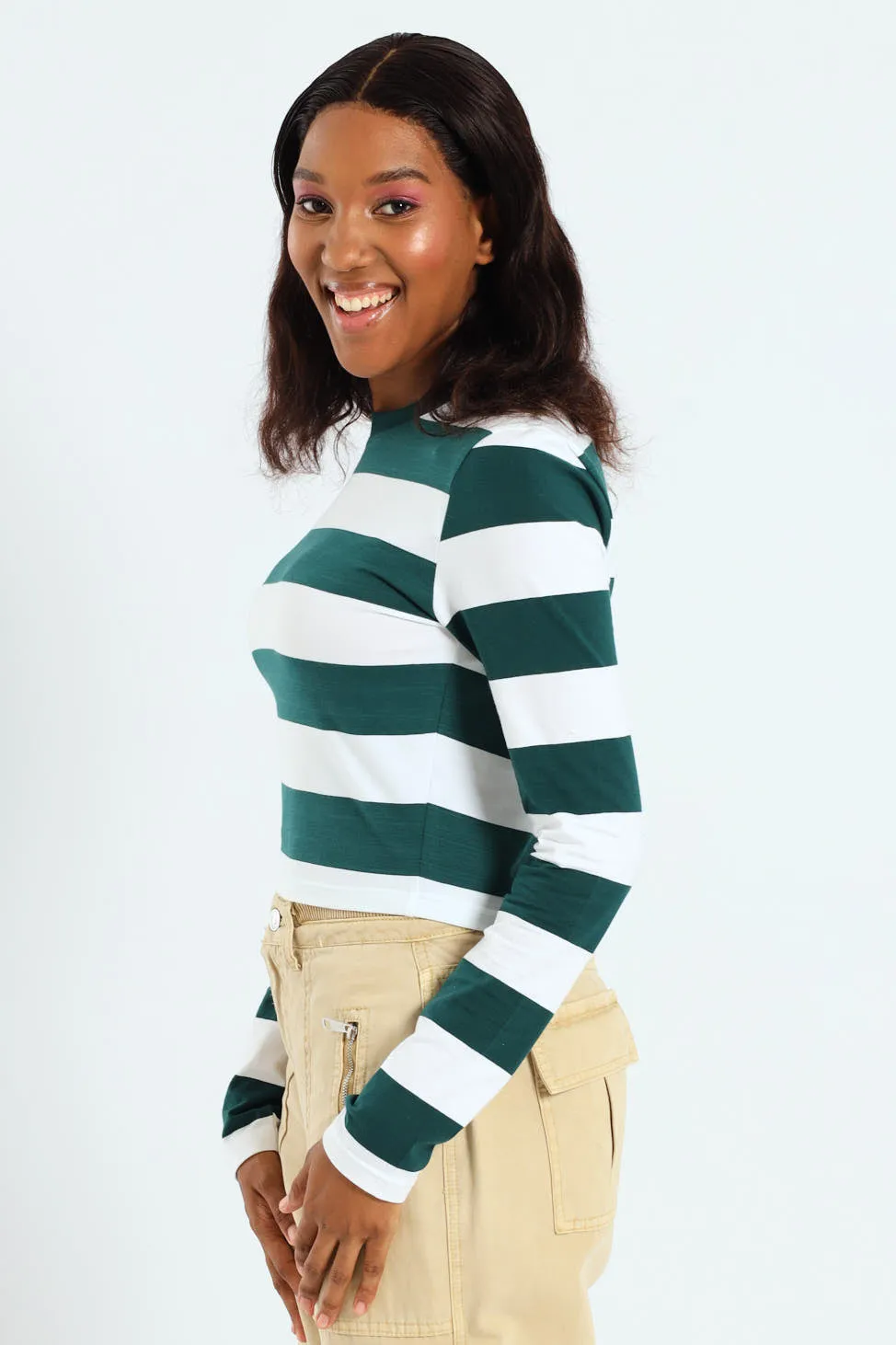 Long Sleeve Striped Basic Tee - Bottle Green sold by Edgars product image thumbnail 3