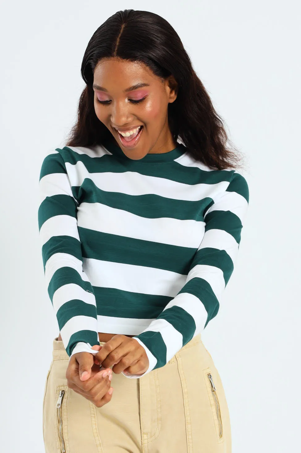 Long Sleeve Striped Basic Tee - Bottle Green sold by Edgars product image thumbnail 4