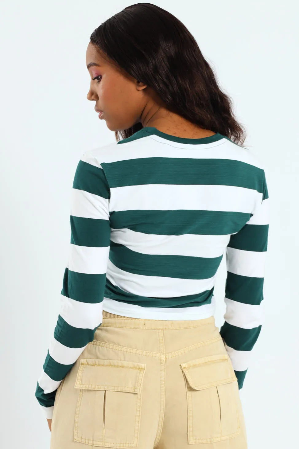 Long Sleeve Striped Basic Tee - Bottle Green sold by Edgars product image thumbnail 2