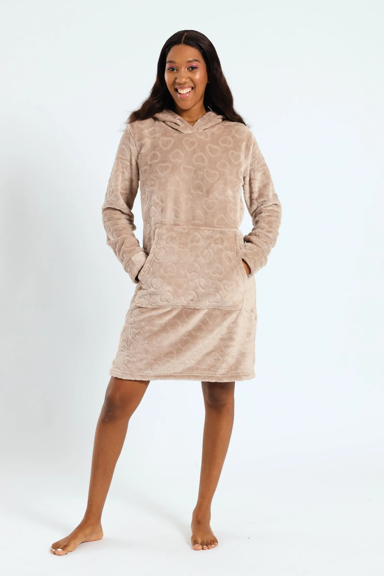 Slim Fit Embossed Hearts Snuggie - Light Brown sold by Edgars product image thumbnail 4