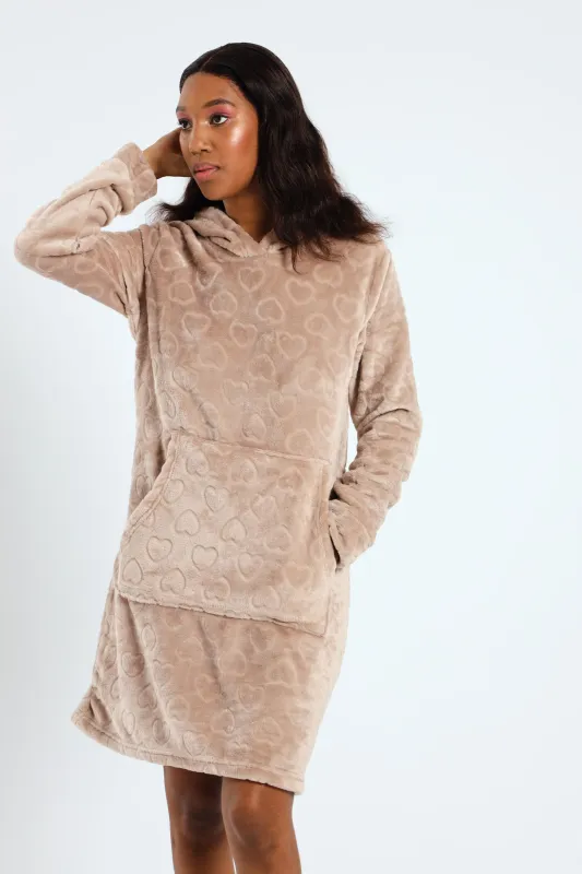 Slim Fit Embossed Hearts Snuggie - Light Brown sold by Edgars 