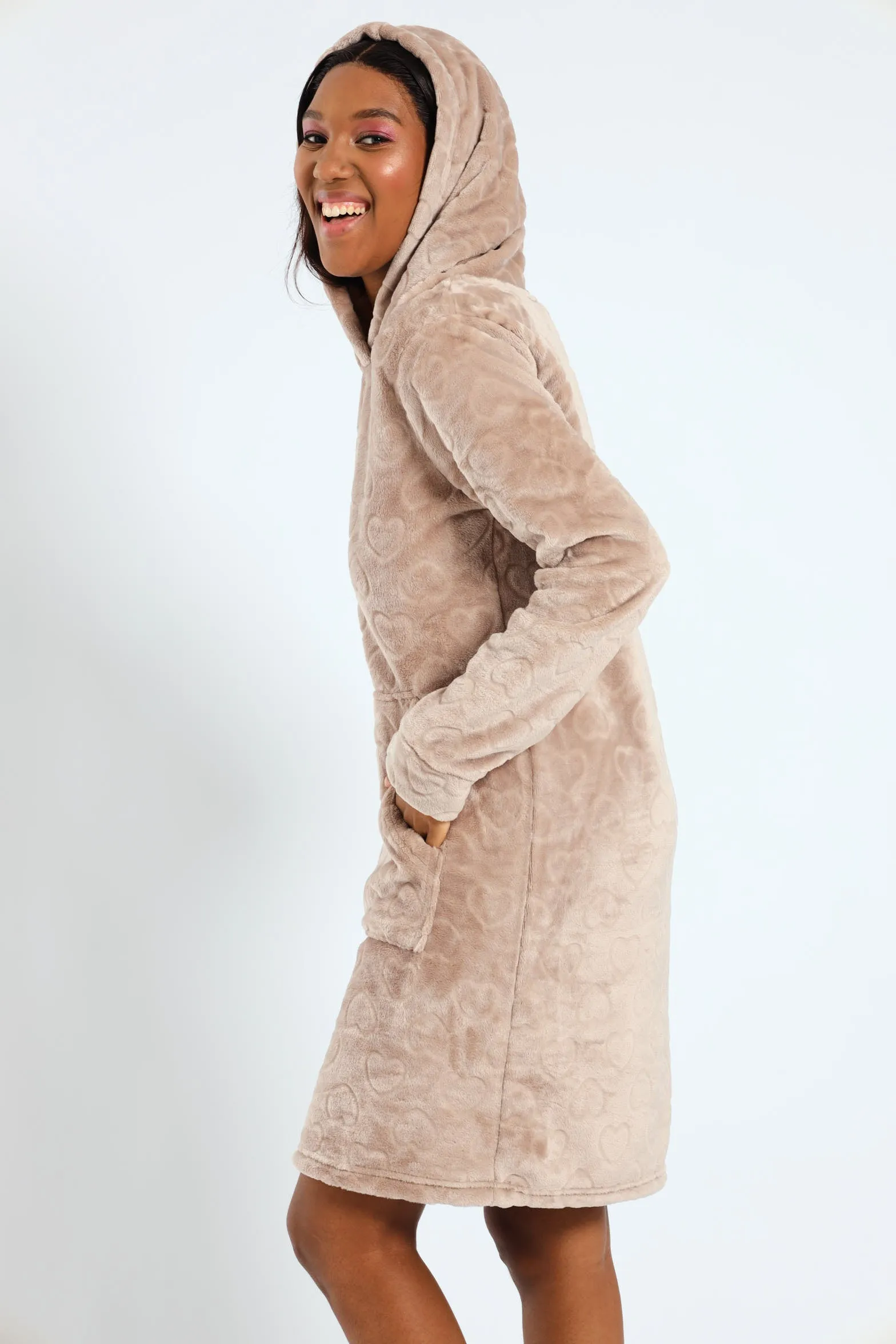 Slim Fit Embossed Hearts Snuggie - Light Brown sold by Edgars product image thumbnail 3