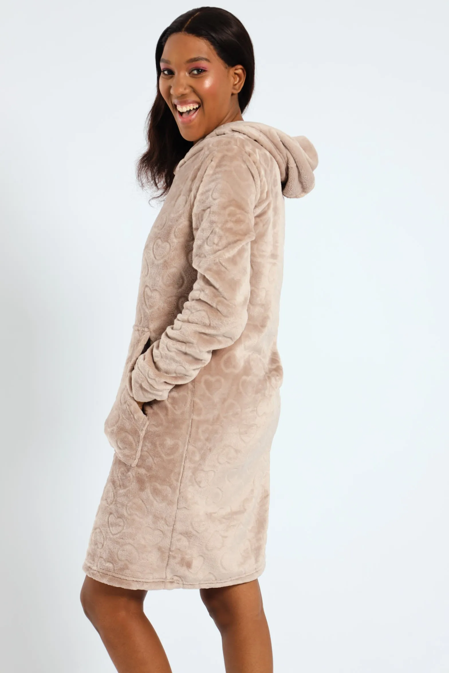 Slim Fit Embossed Hearts Snuggie - Light Brown sold by Edgars product image thumbnail 5