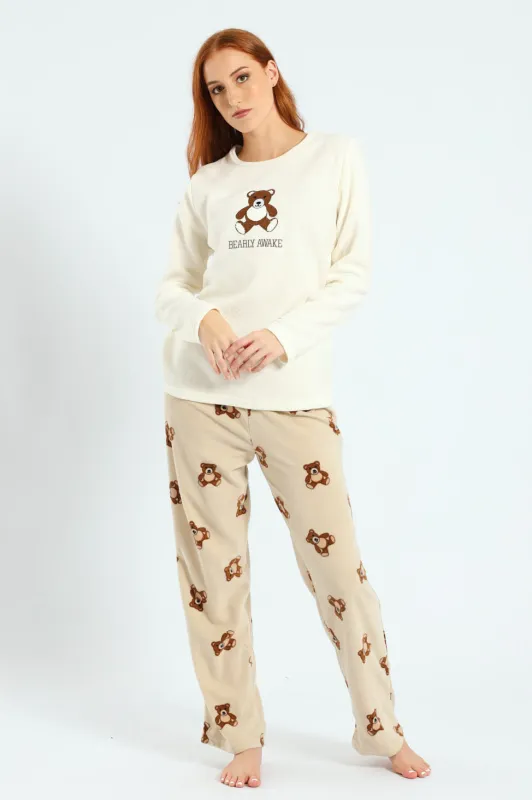 Polar Fleece Bearly Awake Set - Cream sold by Edgars
