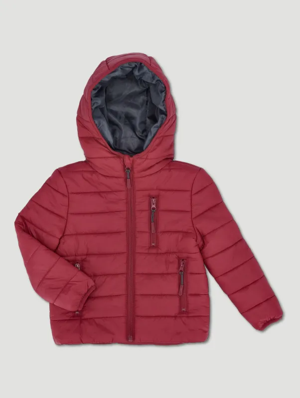 Pre-Boys Puffer Hoody - Maroon sold by Edgars