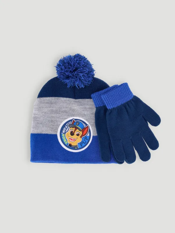 Pre-Boys Paw Patrol Beanie And Glove Set - Blue sold by Edgars
