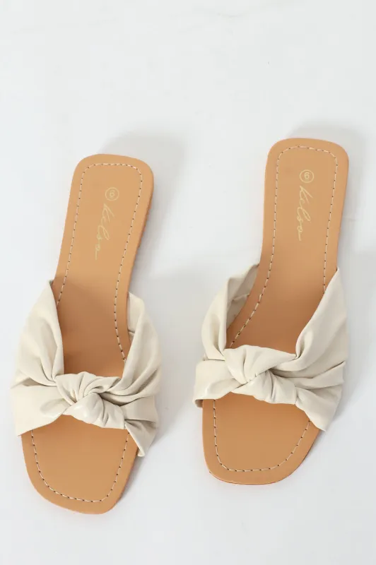 Knotted Single Band Mule Sandal - Off White sold by Edgars 