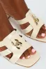 Link Trim Block Heel - Off White sold by Edgars