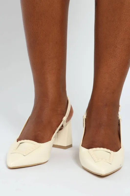 Pointy Block Heel - Off White sold by Edgars 