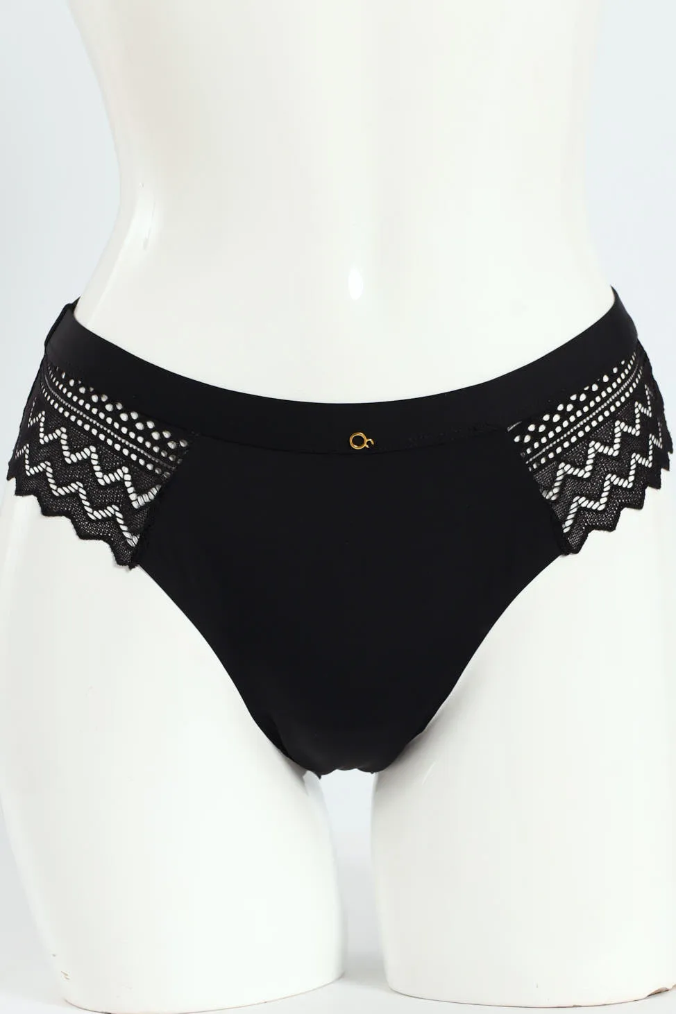 Microfiber Lace Brazilian Panty - Black sold by Edgars
