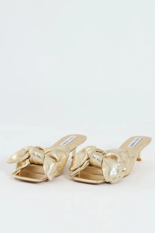 Kit Slip On Bow Mule Kitten Heel - Gold sold by Edgars
