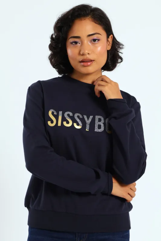 Multi-Technique Logo Sweat Top - Navy sold by Edgars 