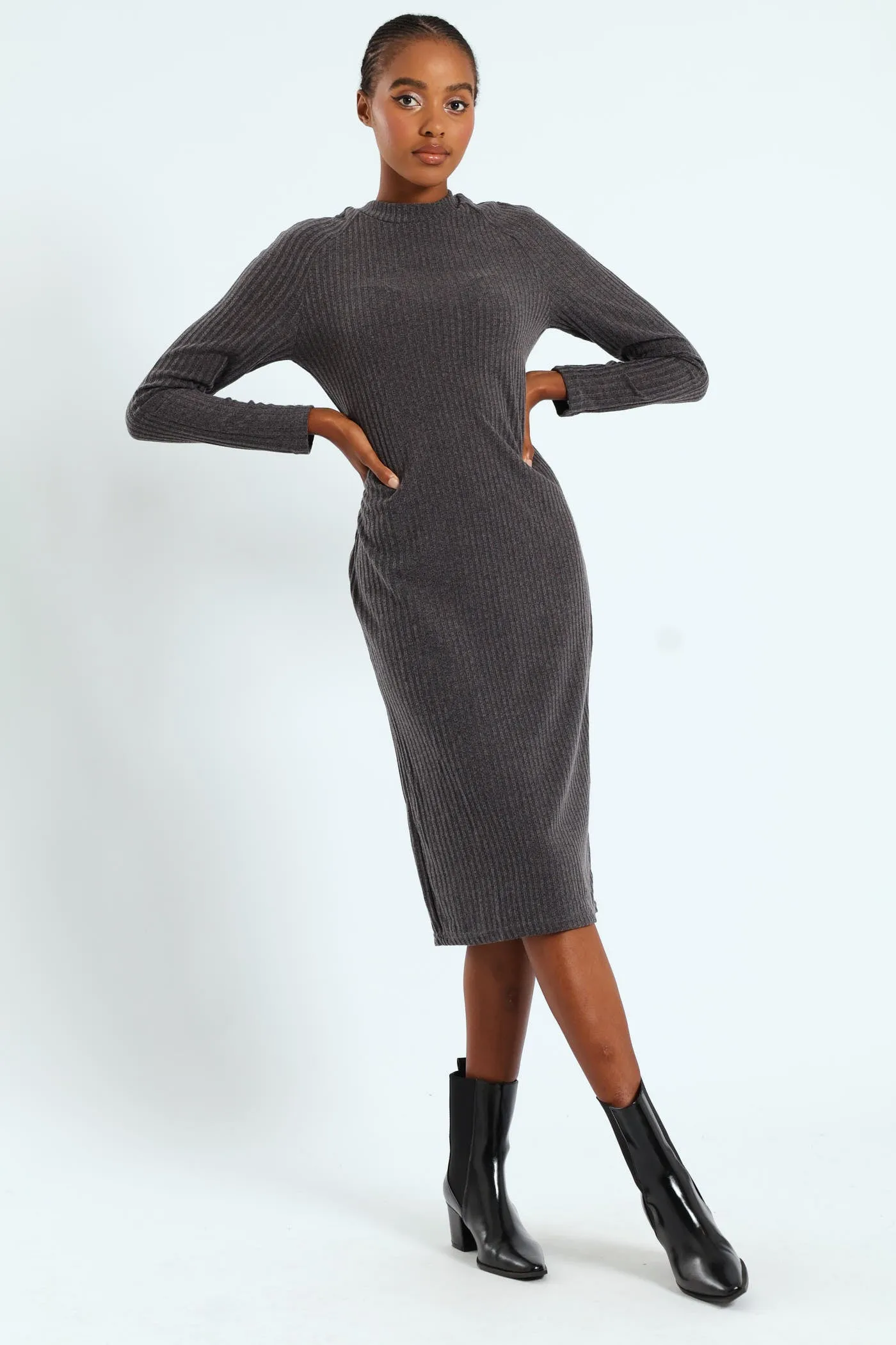 Raglan Turtleneck Cut & Sew Column Midaxi Dress sold by Edgars