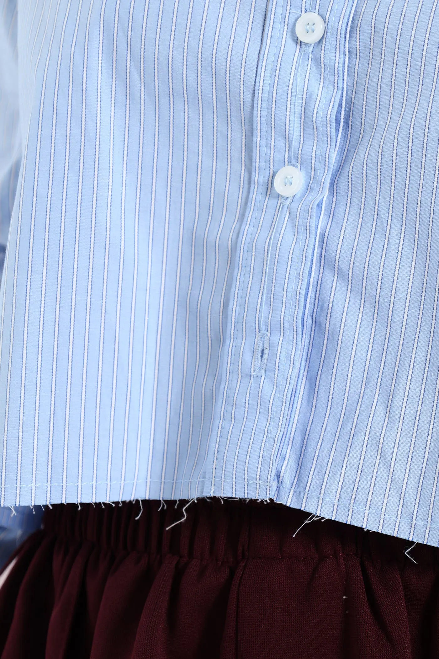 Long Sleeve Yarn Dyed Crop Shirt - Blue sold by Edgars product image thumbnail 4