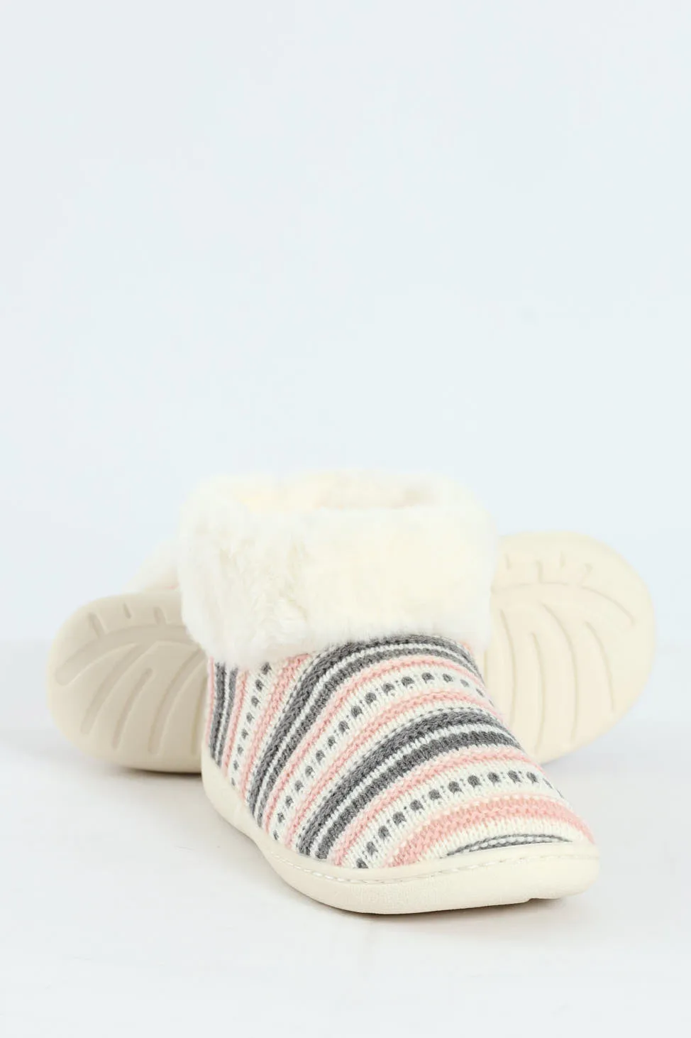 Slipper Bootie With Fur Trim - Cream sold by Edgars